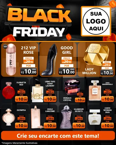 Modelo de Rede Social para Feed Instagram com o tema Black Friday para Perfumes