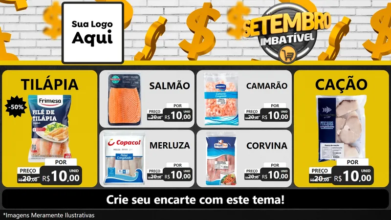 Modelo de TV para TV Horizontal com o tema Setembro Imbatível para Peixaria