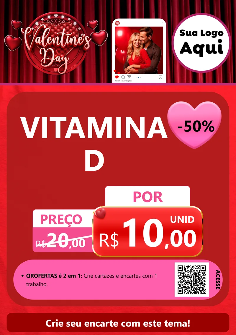 Modelo de Cartaz para Cartaz A4 Vertical com o tema Valentine's Day para Farmácia