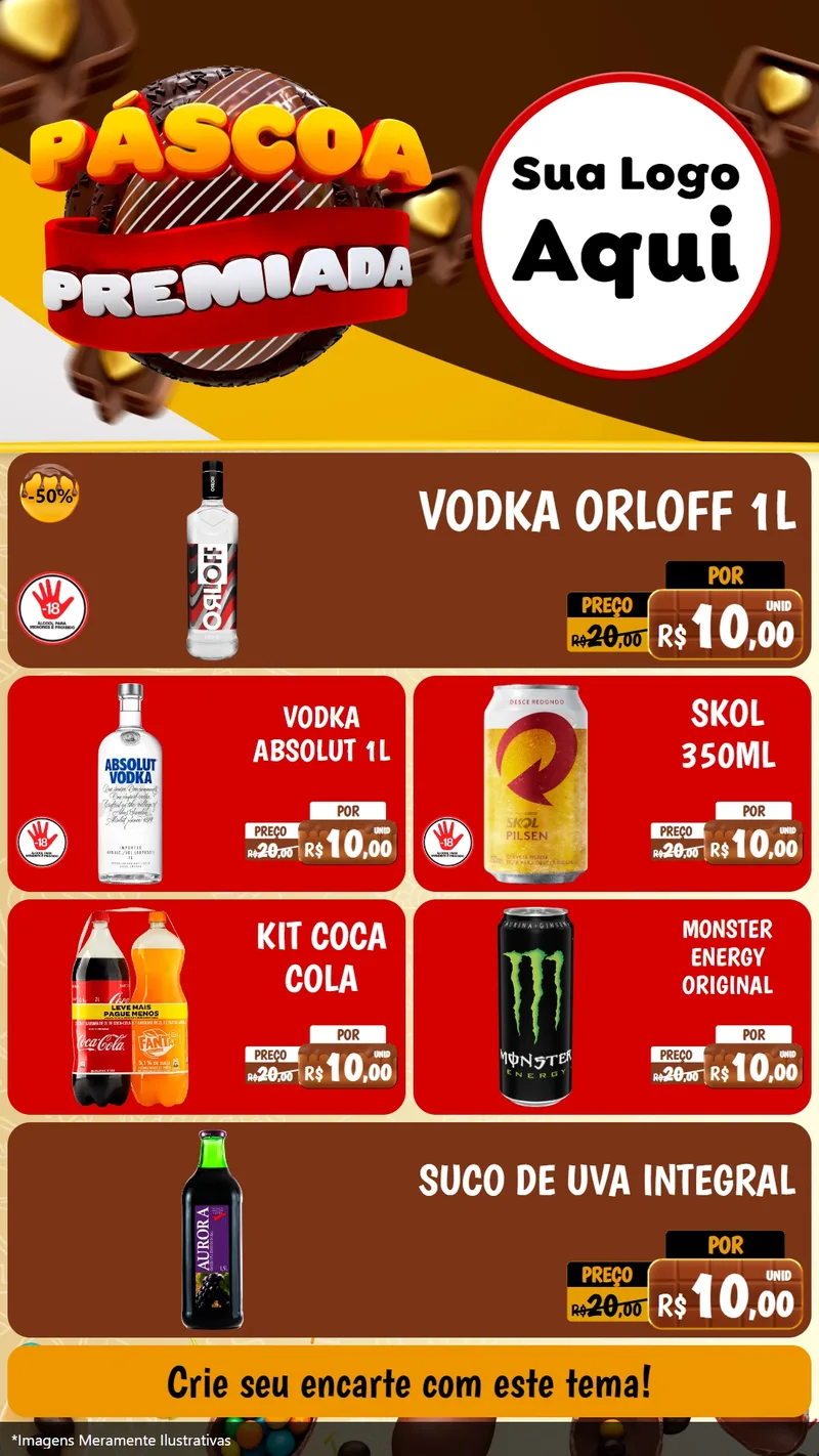 Modelo de TV para TV Vertical com o tema Páscoa Premiada para Distribuidora de bebidas