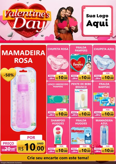 Modelo de Encarte para Encarte A4 Vertical com o tema Valentine's Day para Bebês