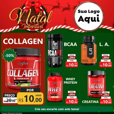 Modelo de Rede Social para Feed Facebook com o tema Natal Imperdível para Suplementos alimentares