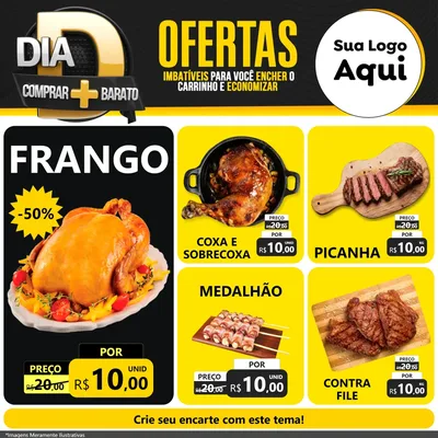 Modelo de Rede Social para Feed Facebook com o tema Dia D Mais Economia para Assados