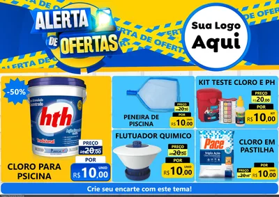 Modelo de Encarte para Encarte A4 Horizontal com o tema Alerta de Ofertas para Produtos para Piscina