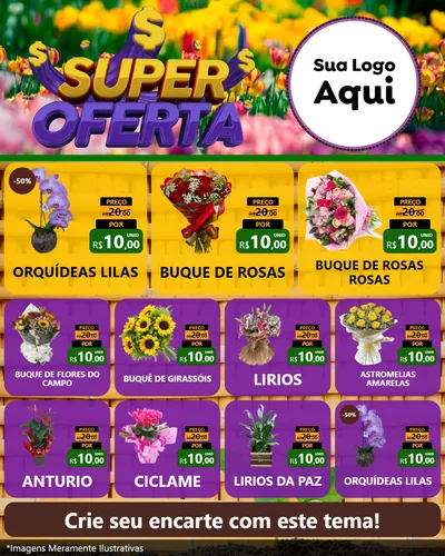 Modelo de Rede Social para Feed Instagram com o tema Super Oferta para Floricultura e jardim