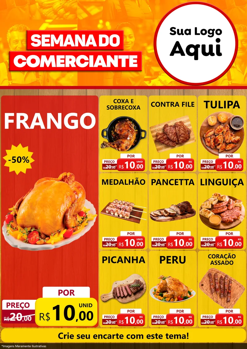 Modelo de Encarte para Encarte A4 Vertical com o tema Semana do Comerciante para Assados