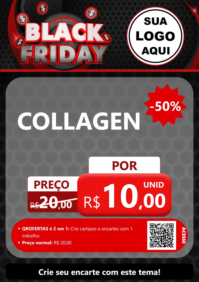 Modelo de Cartaz para Cartaz A4 Vertical com o tema Black Friday para Suplementos alimentares