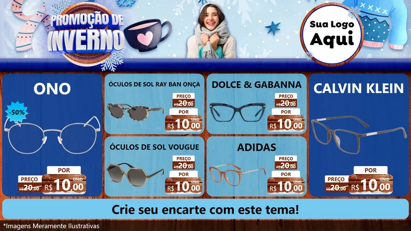 Modelo de TV para TV Horizontal com o tema Promoção de Inverno para Óticas