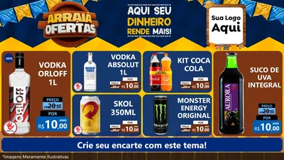 Modelo de TV para TV Horizontal com o tema Arraiá de Ofertas - Junina para Distribuidora de bebidas