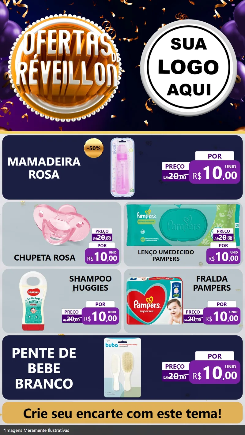 Modelo de TV para TV Vertical com o tema Ofertas de Réveillon para Bebês