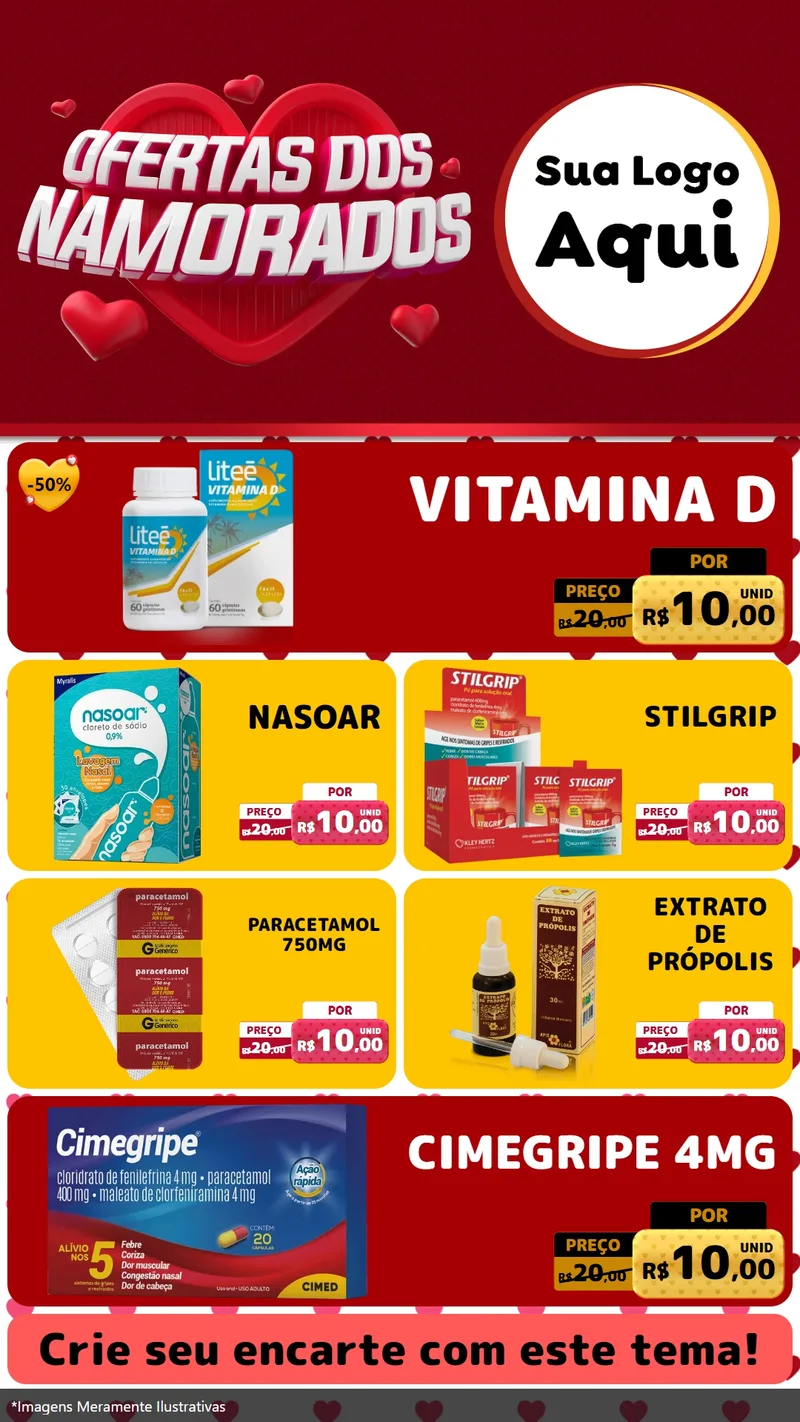 Modelo de TV para TV Vertical com o tema Ofertas Dos Namorados para Farmácia