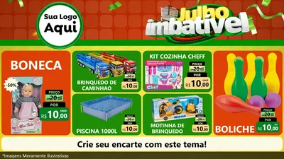 Modelo de TV para TV Horizontal com o tema Julho Imbatível para Brinquedos