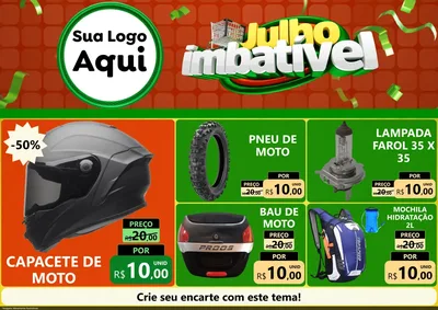 Modelo de Encarte para Encarte A4 Horizontal com o tema Julho Imbatível para Moto peças