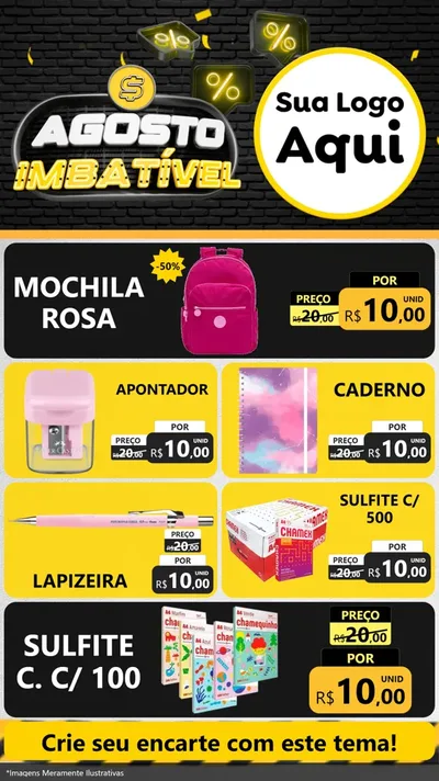 Modelo de TV para TV Vertical com o tema Agosto Imbatível para Papelaria