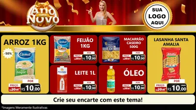 Modelo de TV para TV Horizontal com o tema Super Ano Novo para Supermercado