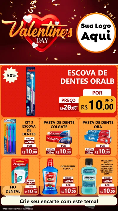 Modelo de Rede Social para Stories com o tema Valentine's Day para Higiene Pessoal