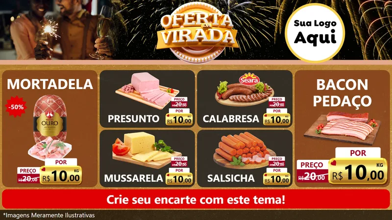 Modelo de TV para TV Horizontal com o tema Oferta da Virada para Frios e Laticínios