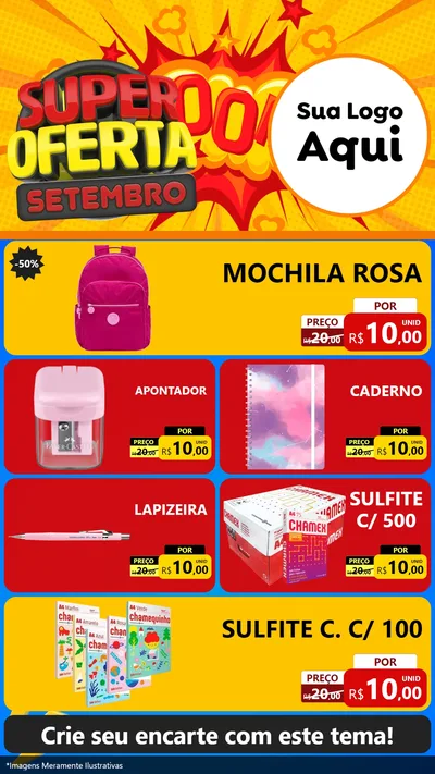 Modelo de TV para TV Vertical com o tema Super Oferta Setembro para Papelaria