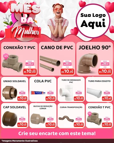 Modelo de Rede Social para Feed Instagram com o tema Mês da Mulher para Tubos e conexões