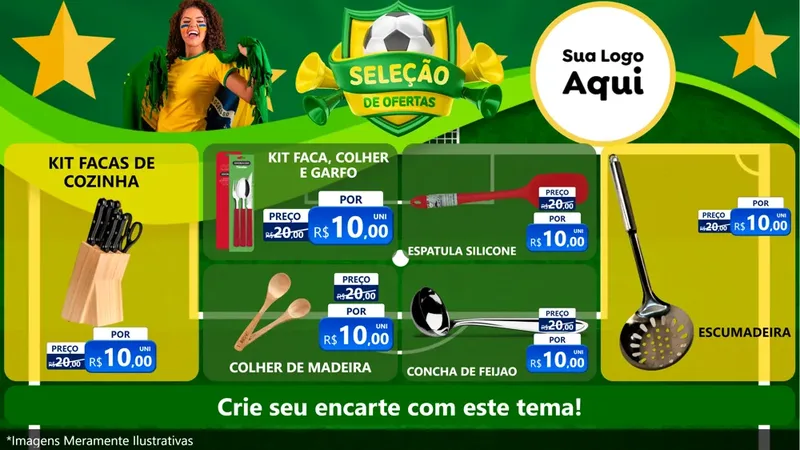 Modelo de TV para TV Horizontal com o tema Seleção de Ofertas - Copa para Utilidades Domésticas