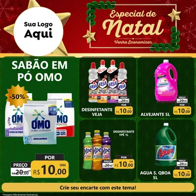Modelo de Rede Social para Feed Facebook com o tema Especial de Natal para Produtos de Limpeza