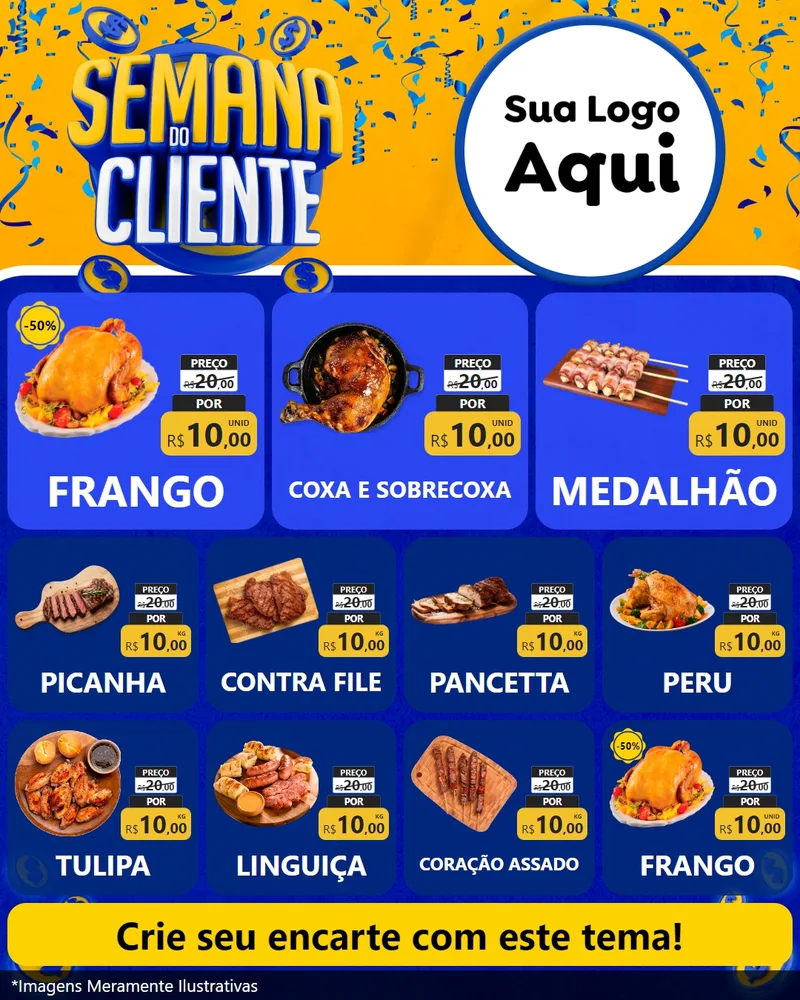Modelo de Rede Social para Feed Instagram com o tema Semana do Cliente para Assados