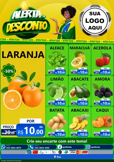 Modelo de Encarte para Encarte A4 Vertical com o tema Alerta de Desconto para Hortifrúti