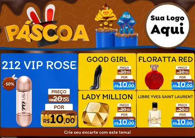 Modelo de Encarte para Encarte A4 Horizontal com o tema Páscoa para Perfumes