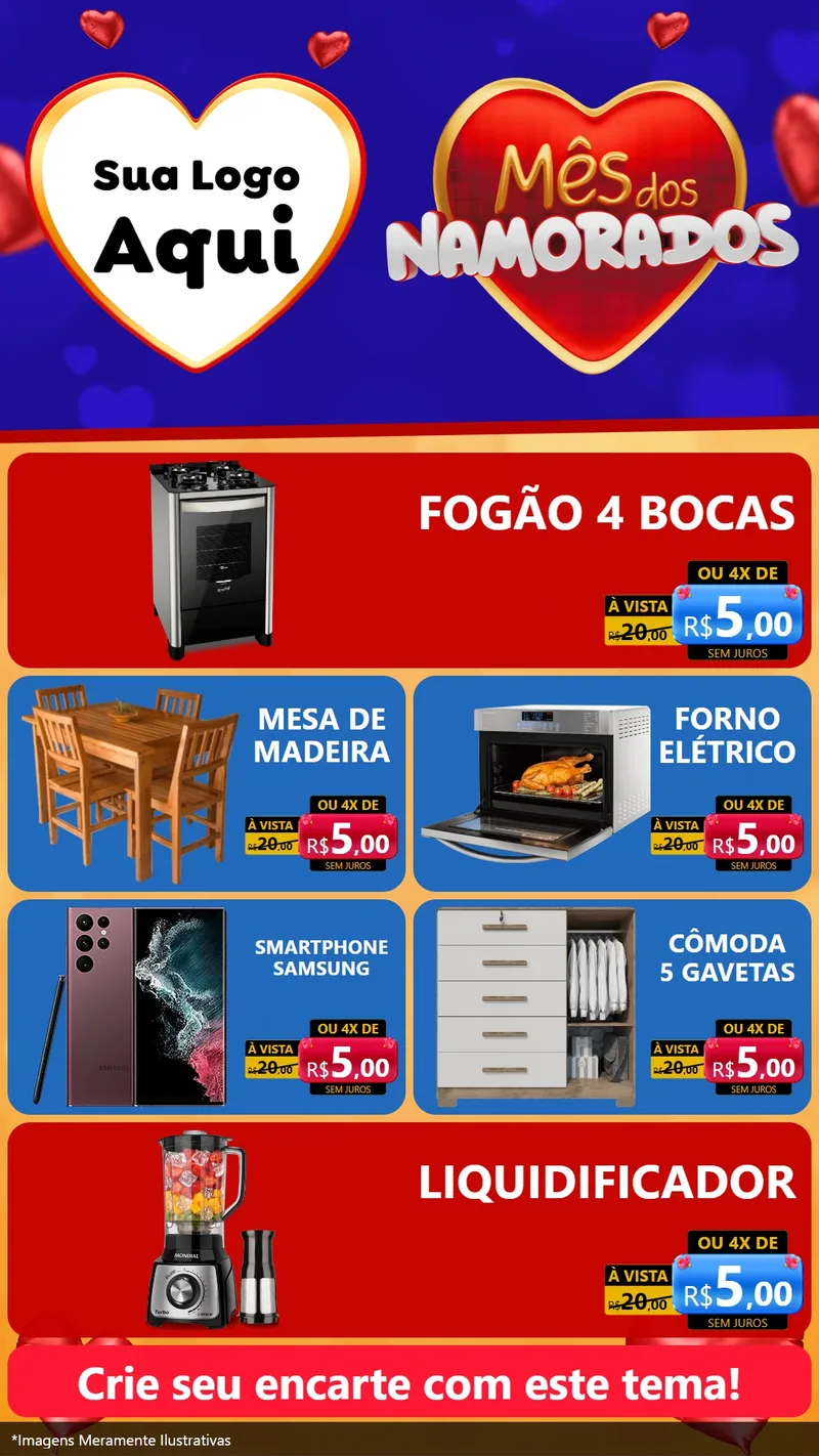Modelo de TV para TV Vertical com o tema Mês dos Namorados para Móveis e Eletro