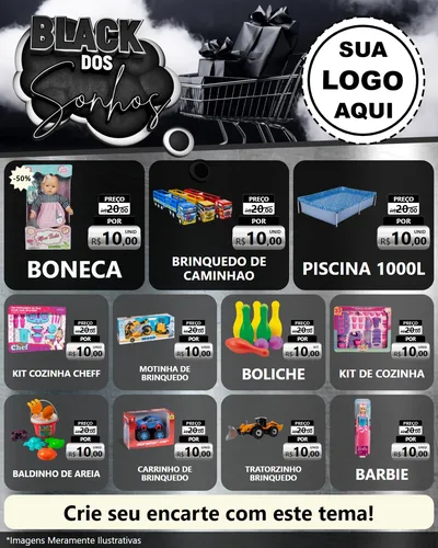 Modelo de Rede Social para Feed Instagram com o tema Black dos Sonhos para Brinquedos