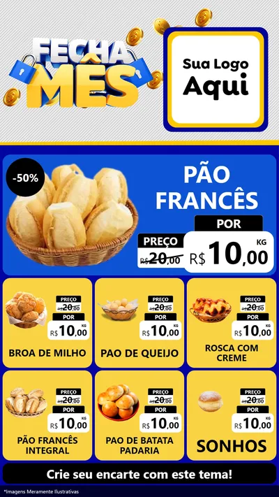 Modelo de Rede Social para Stories com o tema Fecha Mês para Padaria
