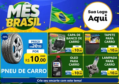 Modelo de Encarte para Encarte A4 Horizontal com o tema Mês do Brasil para Auto peças