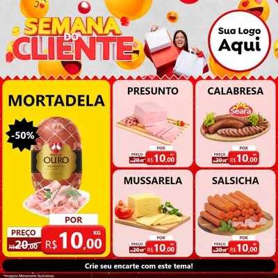 Modelo de Rede Social para Feed Facebook com o tema Semana do Cliente para Frios e Laticínios
