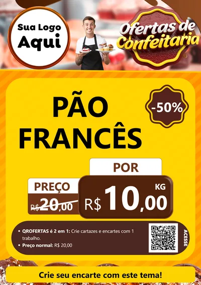 Modelo de Cartaz para Cartaz A4 Vertical com o tema Ofertas de Confeitaria para Padaria