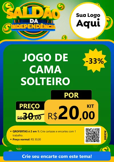 Modelo de Cartaz para Cartaz A4 Vertical com o tema Saldão da Indepêndencia para Cama, Mesa e Banho