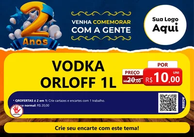 Modelo de Cartaz para Cartaz A4 Horizontal com o tema Aniversário de 2 anos para Distribuidora de bebidas