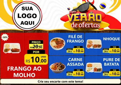 Modelo de Encarte para Encarte A4 Horizontal com o tema Super Verão de Ofertas para Restaurante