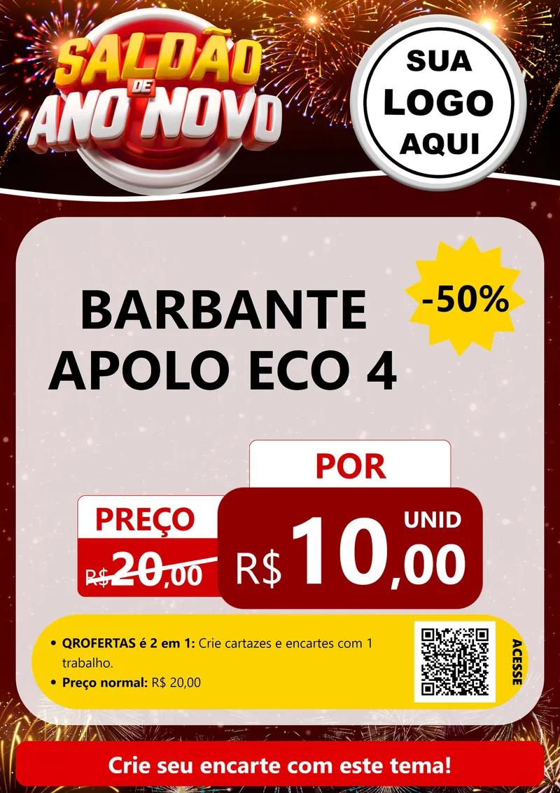 Modelo de Cartaz para Cartaz A4 Vertical com o tema Saldão de Ano Novo para Armarinho e Aviamentos