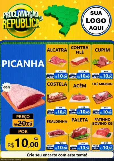 Modelo de Encarte para Encarte A4 Vertical com o tema Proclamação da República para Açougue
