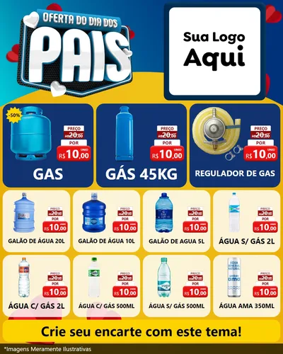 Modelo de Rede Social para Feed Instagram com o tema Oferta Do Dia Dos Pais para Água e gás