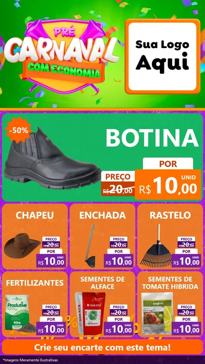 Modelo de Rede Social para Stories com o tema Pré-Carnaval Com Economia para Agropecuária