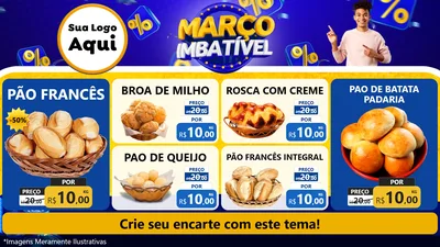 Modelo de TV para TV Horizontal com o tema Março Imbatível para Padaria