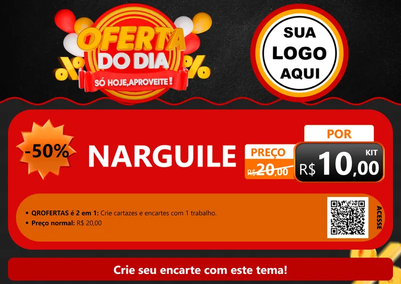 Modelo de Cartaz para Cartaz A4 Horizontal com o tema Oferta do Dia - Só hoje, Aproveite! para Tabacaria