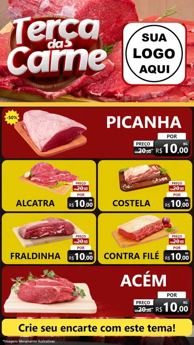 Modelo de TV para TV Vertical com o tema Terça das Carnes para Açougue