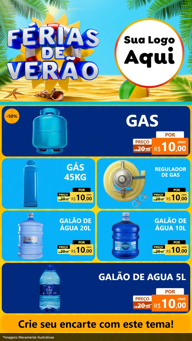 Modelo de TV para TV Vertical com o tema Férias de Verão para Água e gás