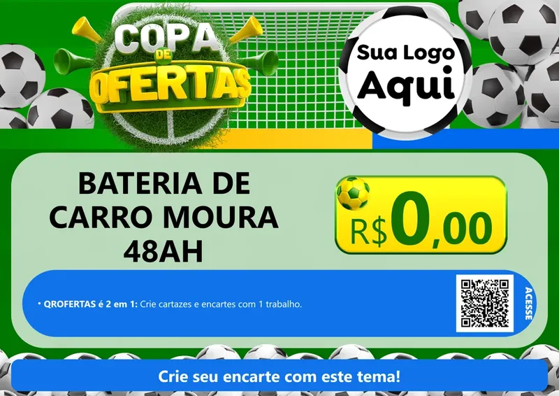 Modelo de Cartaz para Cartaz A4 Horizontal com o tema Copa De Ofertas para Baterias Elétricas