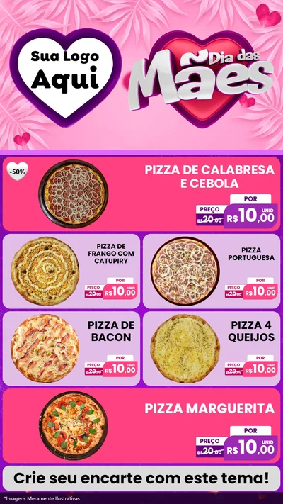 Modelo de TV para TV Vertical com o tema Dia das Mães para Pizzaria