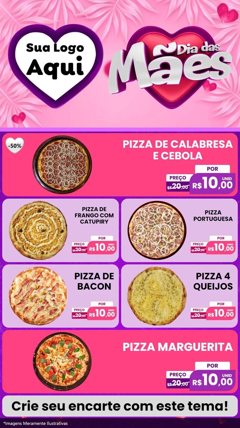 Modelo de TV para TV Vertical com o tema Dia das Mães para Pizzaria