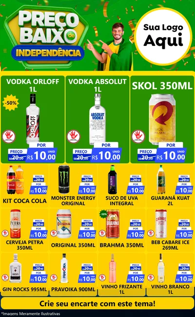 Modelo de Encarte para Encarte Grande com o tema Preço Baixo de Independência para Distribuidora de bebidas