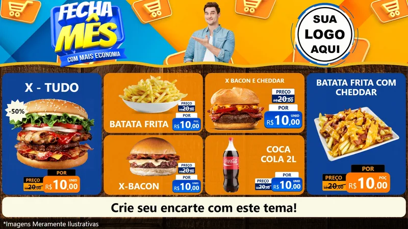 Modelo de TV para TV Horizontal com o tema Fecha Mês Com Mais Economia para Hamburgueria